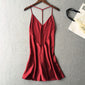 Women sexy naked back satin  Nightgown
