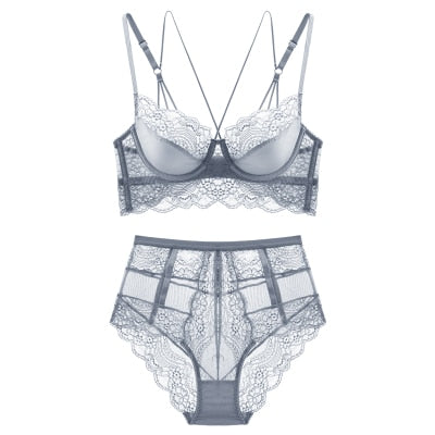 Lace ultrathin brassiere and waist-high